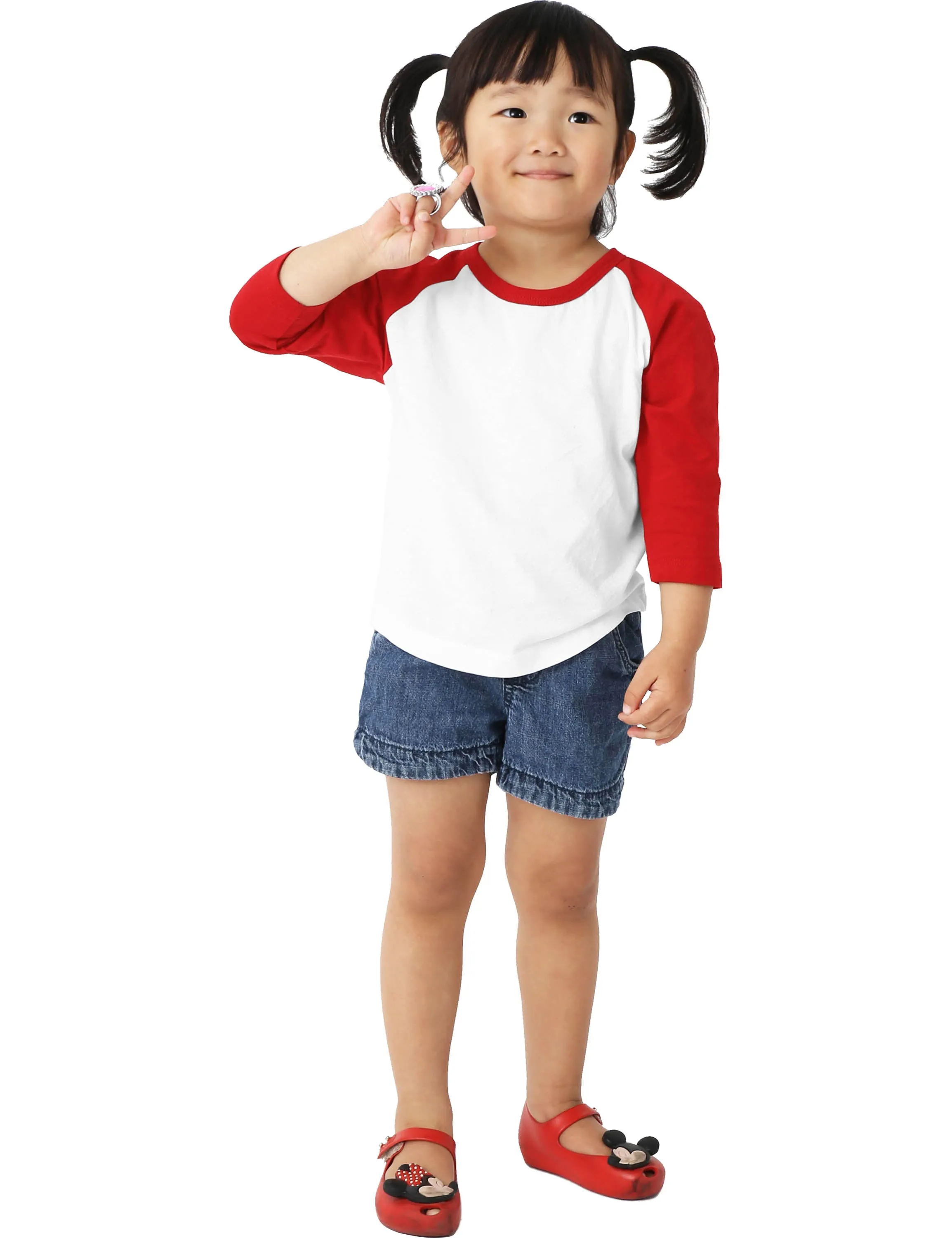 Kids Raglan 3/4 Sleeve Baseball Tee Shirt Toddler Youth Juniors