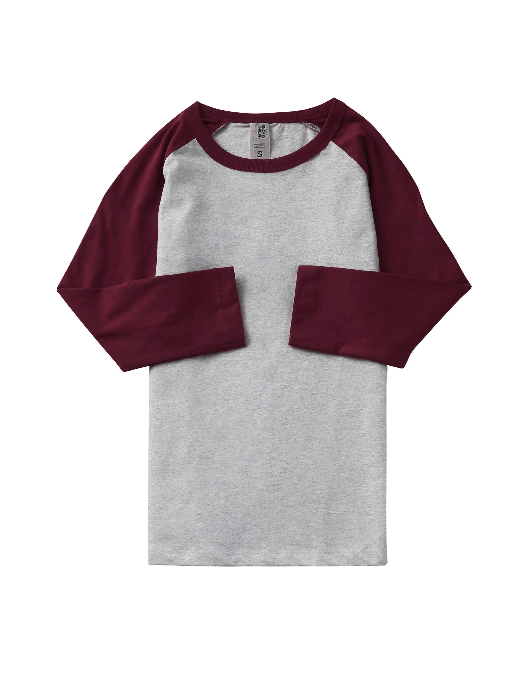 Kids Raglan 3/4 Sleeve Baseball Tee Shirt Toddler Youth Juniors