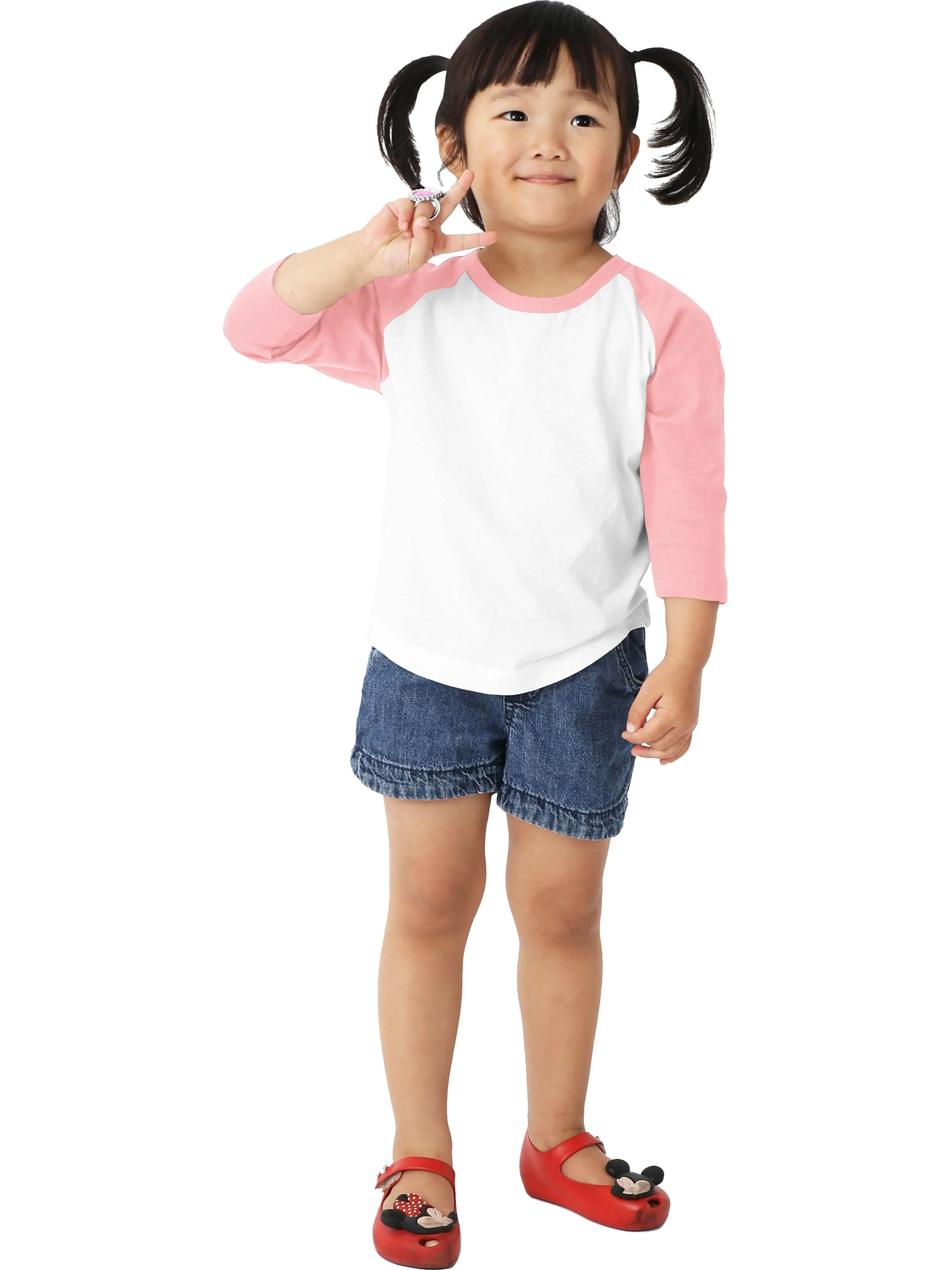 Kids Raglan 3/4 Sleeve Baseball Tee Shirt Toddler Youth Juniors