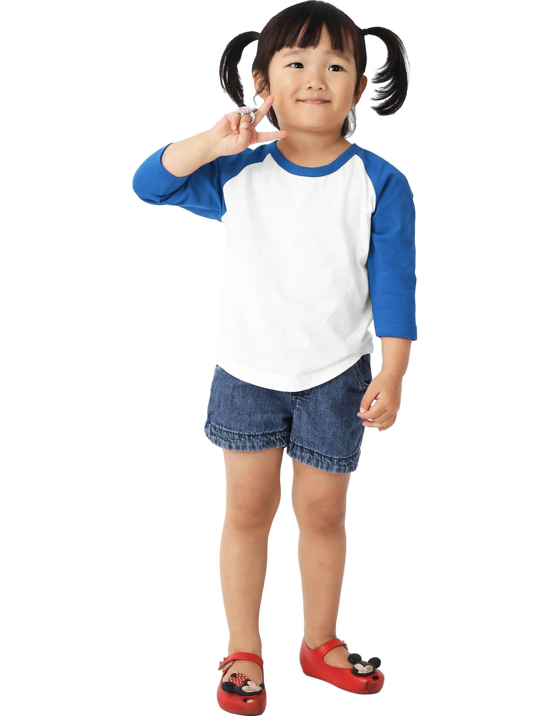 Kids Raglan 3/4 Sleeve Baseball Tee Shirt Toddler Youth Juniors