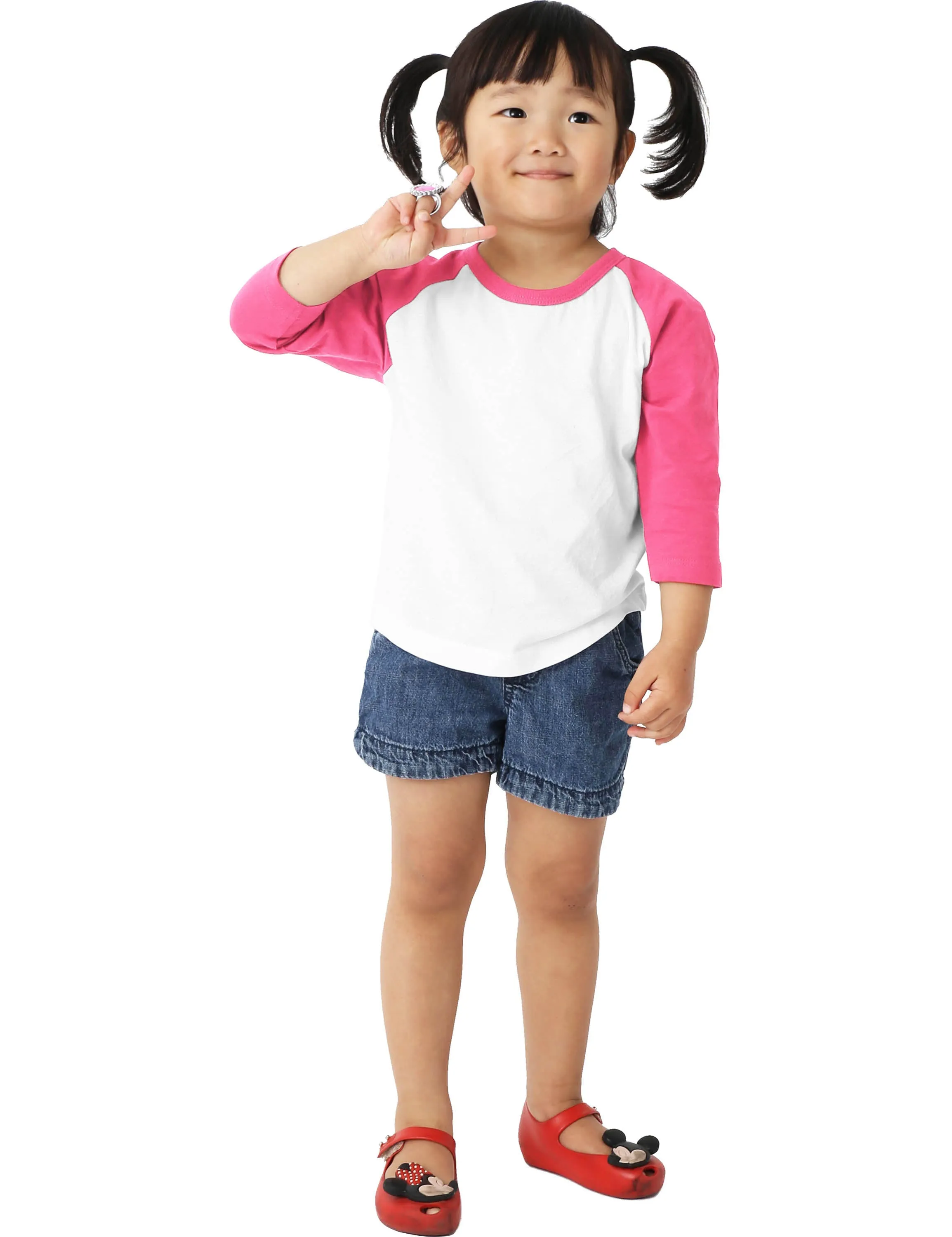 Kids Raglan 3/4 Sleeve Baseball Tee Shirt Toddler Youth Juniors