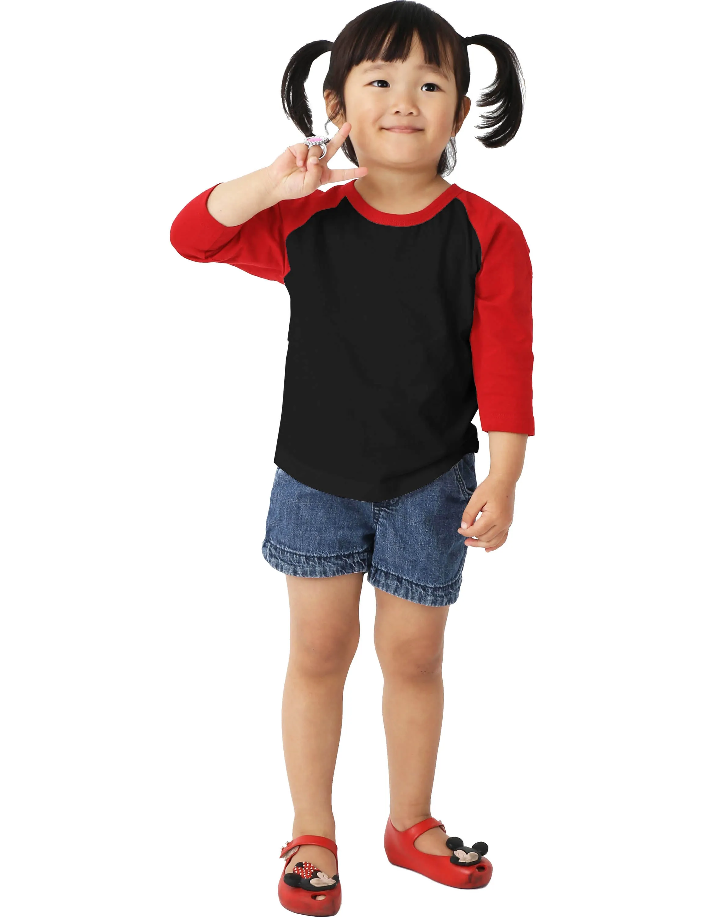 Kids Raglan 3/4 Sleeve Baseball Tee Shirt Toddler Youth Juniors