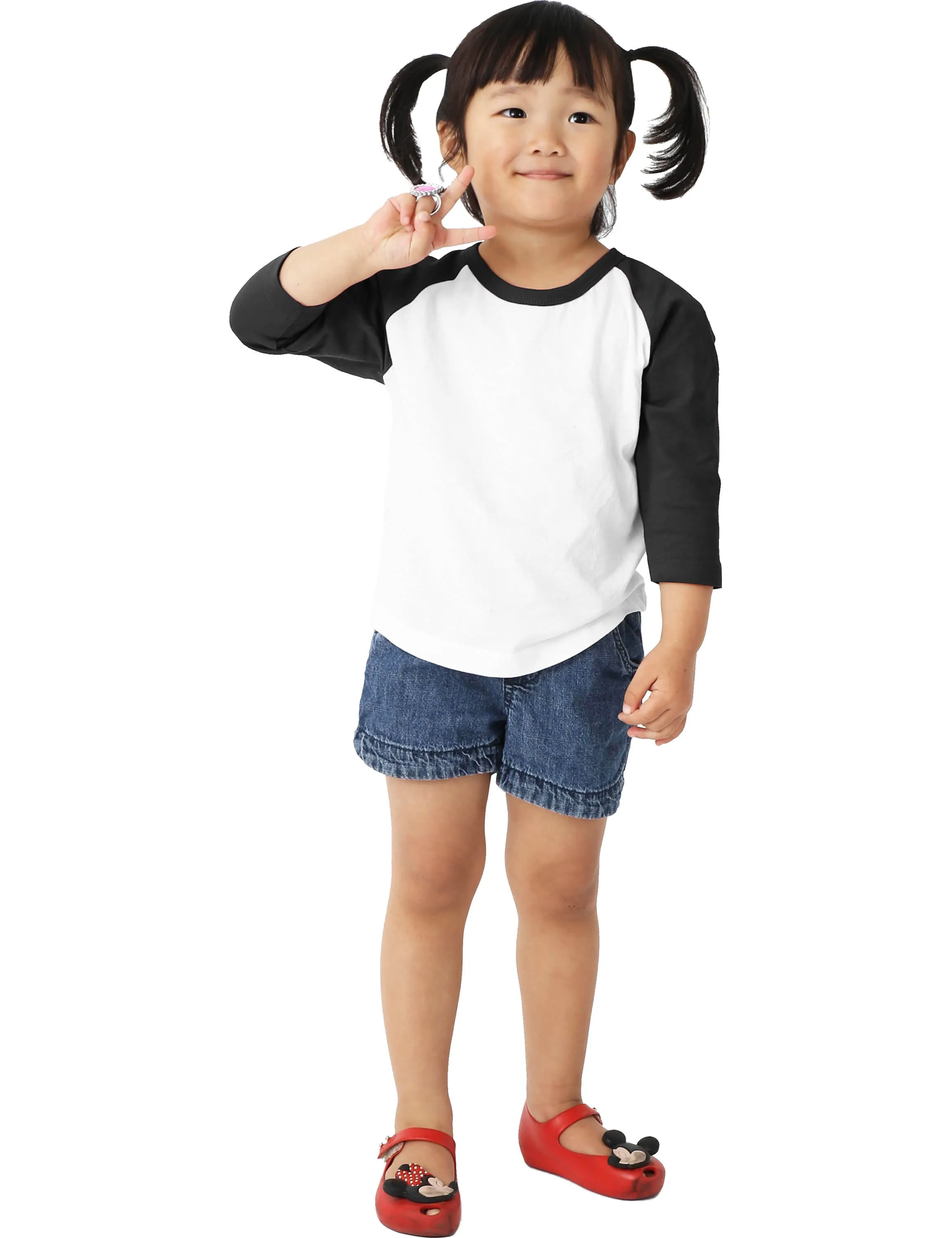 Kids Raglan 3/4 Sleeve Baseball Tee Shirt Toddler Youth Juniors