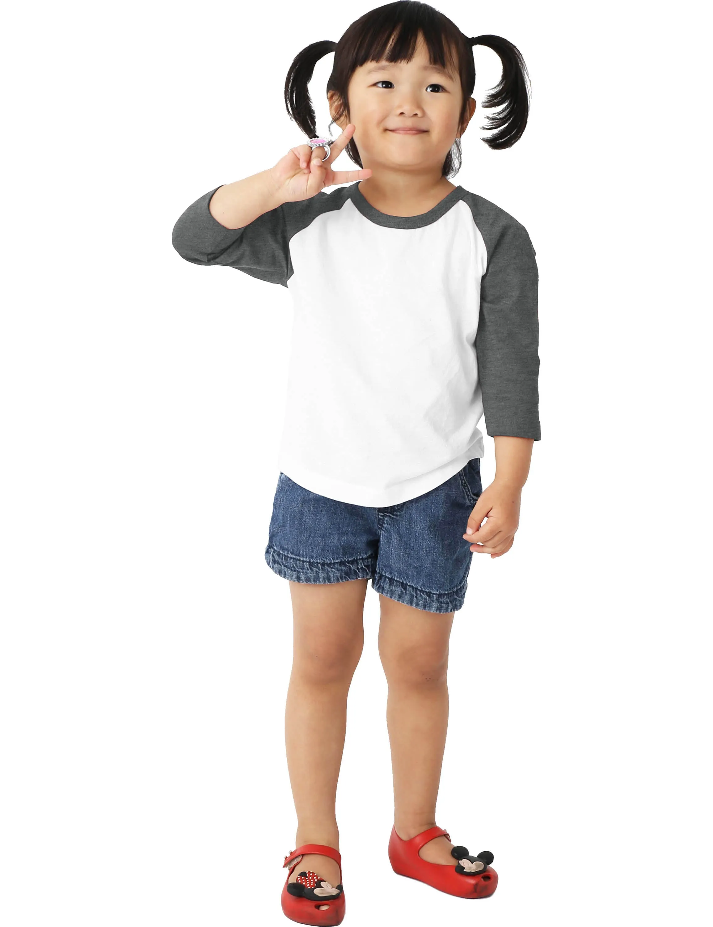 Kids Raglan 3/4 Sleeve Baseball Tee Shirt Toddler Youth Juniors