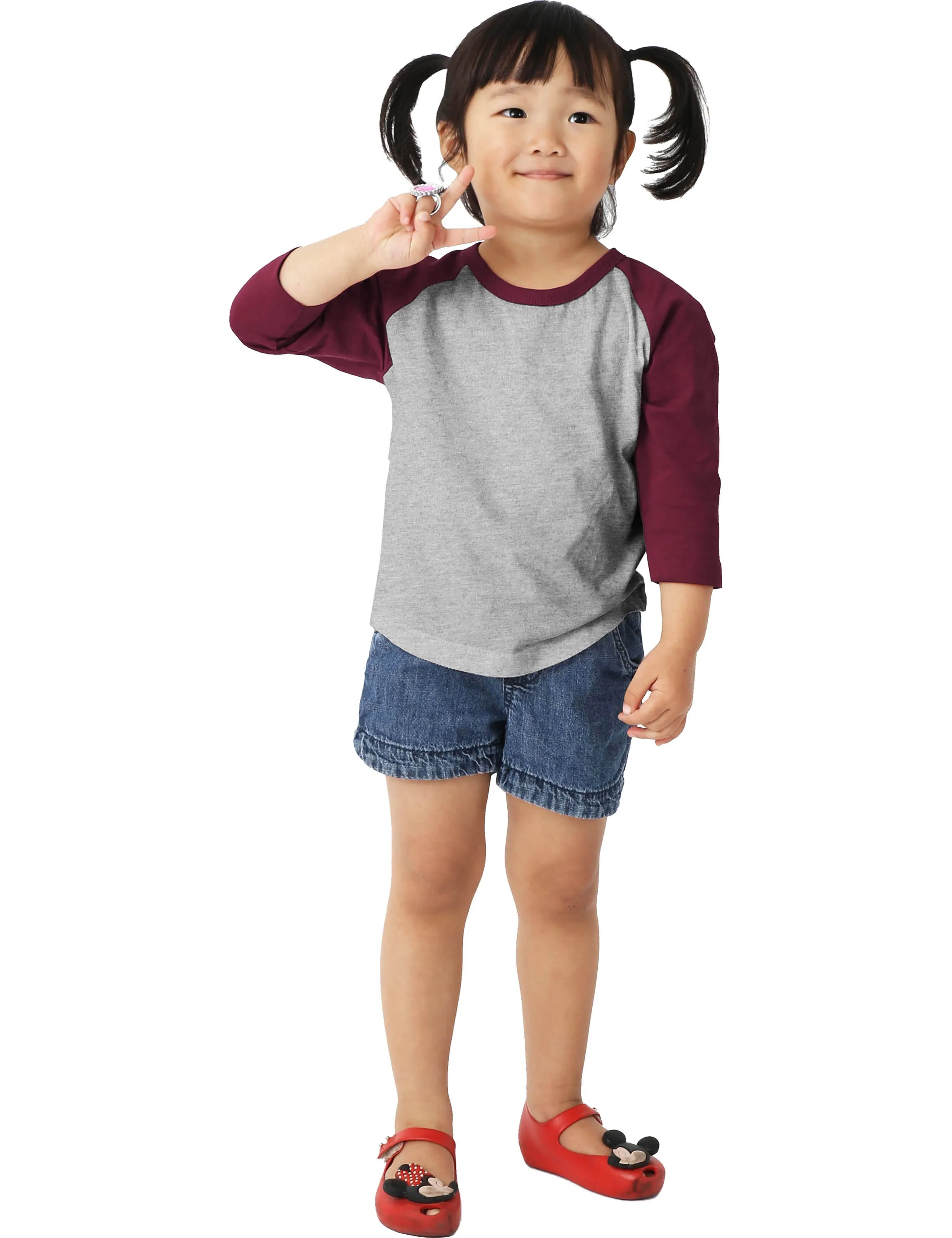 Kids Raglan 3/4 Sleeve Baseball Tee Shirt Toddler Youth Juniors