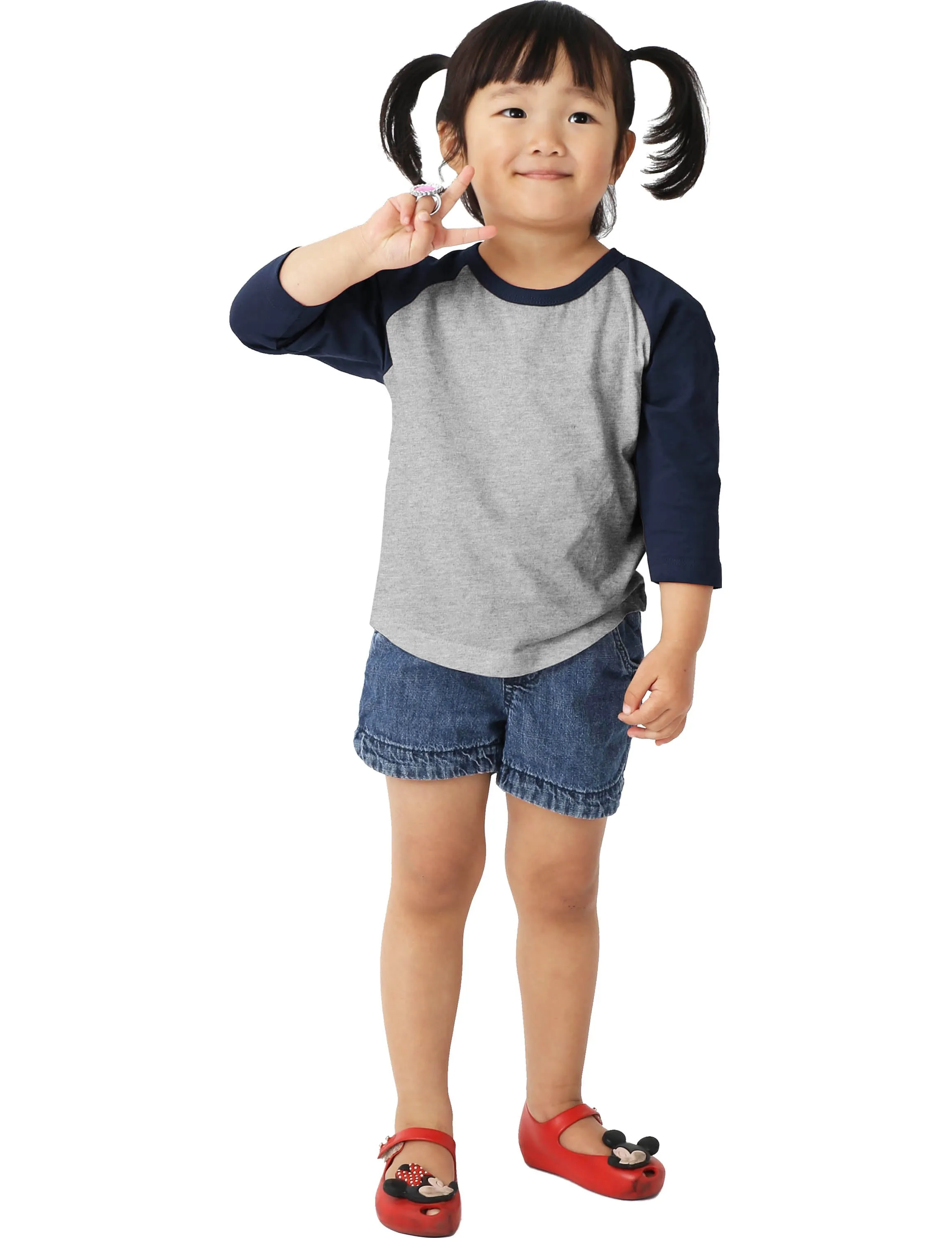 Kids Raglan 3/4 Sleeve Baseball Tee Shirt Toddler Youth Juniors
