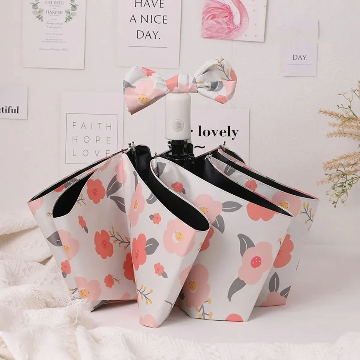 Kids Umbrella Cartoon Flower Folding Automatic Umbrellas For Children