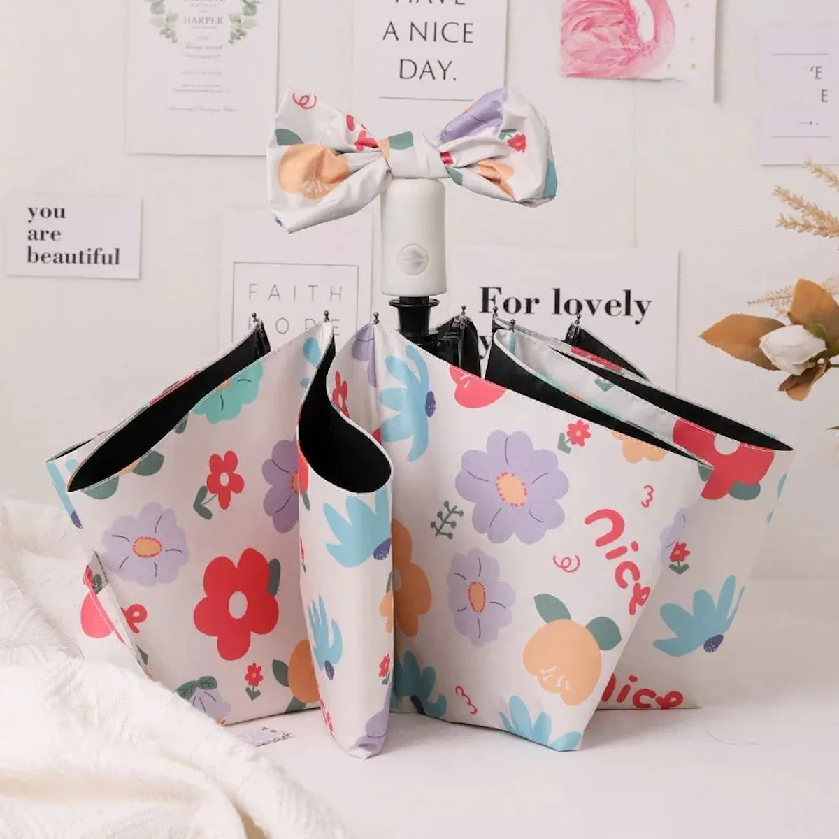 Kids Umbrella Cartoon Flower Folding Automatic Umbrellas For Children