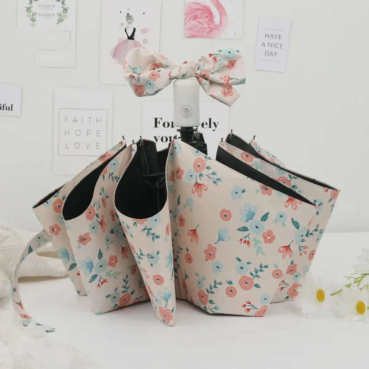 Kids Umbrella Cartoon Flower Folding Automatic Umbrellas For Children