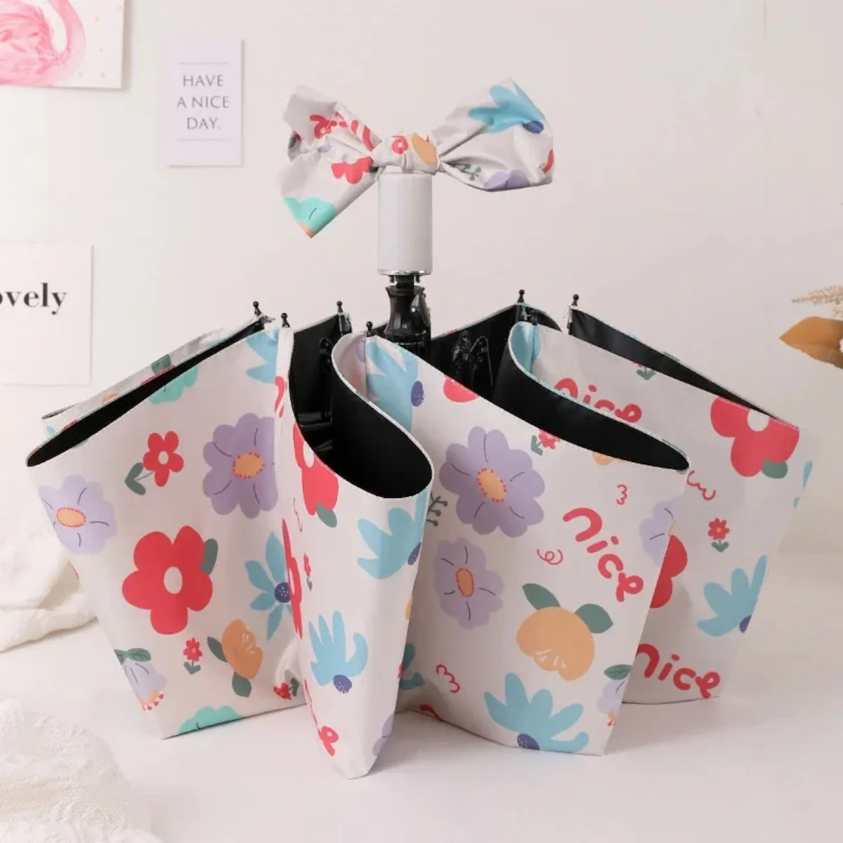 Kids Umbrella Cartoon Flower Folding Automatic Umbrellas For Children