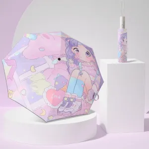 Kids Umbrella Cartoon Girl Anime Sun Protection Children Folding Umbrella
