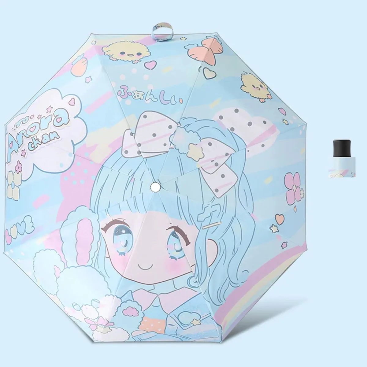 Kids Umbrella Cartoon Girl Anime Sun Protection Children Folding Umbrella