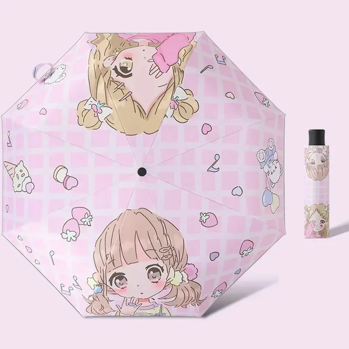 Kids Umbrella Cartoon Girl Anime Sun Protection Children Folding Umbrella