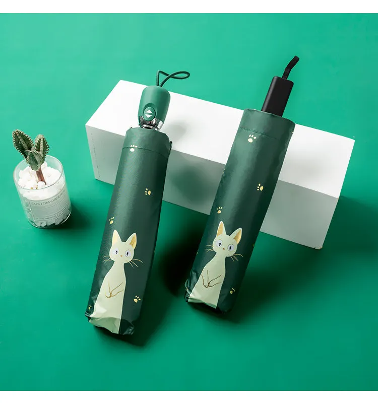 Kids Umbrella Cat Claw Automatic Folding Umbrella Black Coating Umbrella for Kids