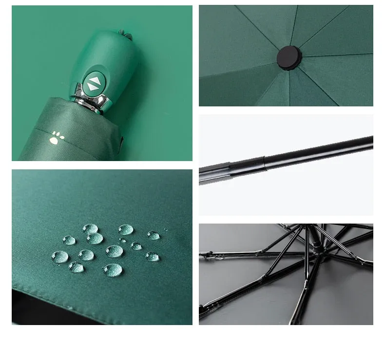 Kids Umbrella Cat Claw Automatic Folding Umbrella Black Coating Umbrella for Kids