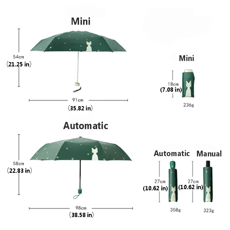 Kids Umbrella Cat Claw Automatic Folding Umbrella Black Coating Umbrella for Kids