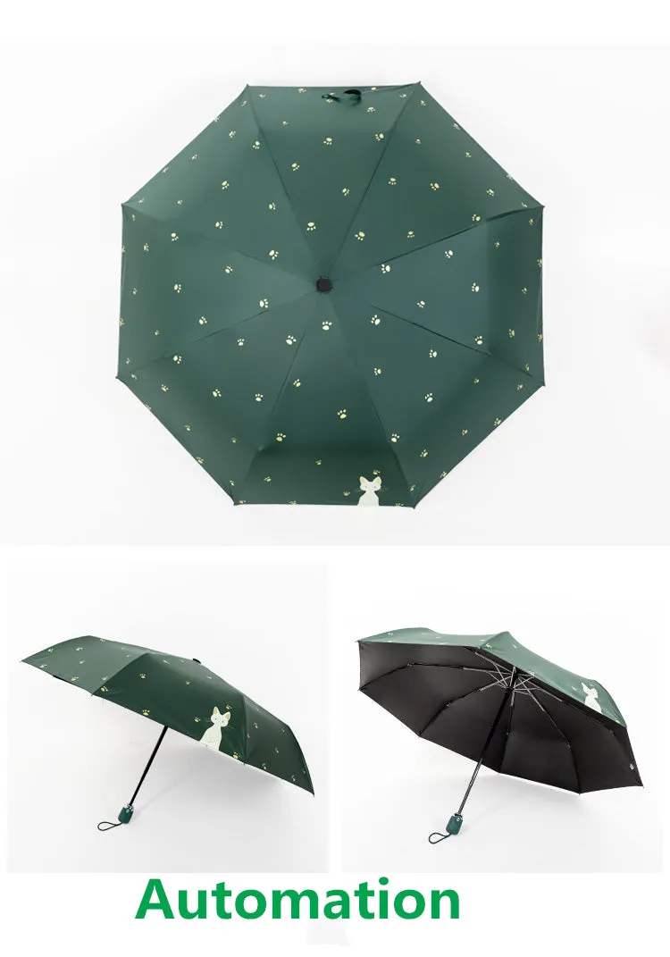 Kids Umbrella Cat Claw Automatic Folding Umbrella Black Coating Umbrella for Kids