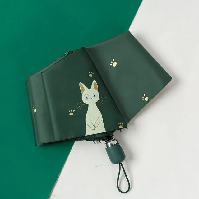 Kids Umbrella Cat Claw Automatic Folding Umbrella Black Coating Umbrella for Kids