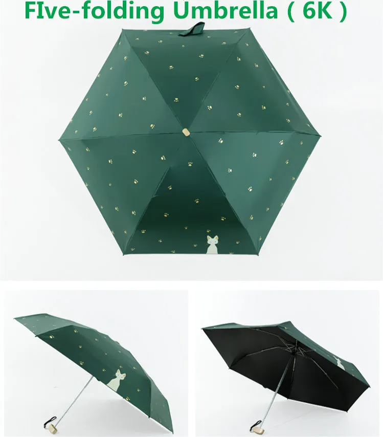 Kids Umbrella Cat Claw Automatic Folding Umbrella Black Coating Umbrella for Kids