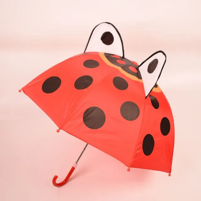 Kids Umbrella Cute Cartoon Animal Face Children's Stick Umbrella