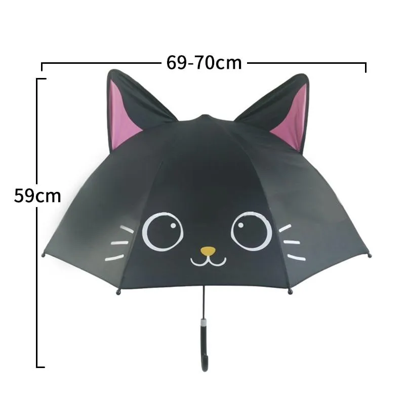 Kids Umbrella Cute Cartoon Animal Face Children's Stick Umbrella