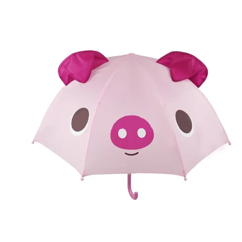 Kids Umbrella Cute Cartoon Animal Face Children's Stick Umbrella