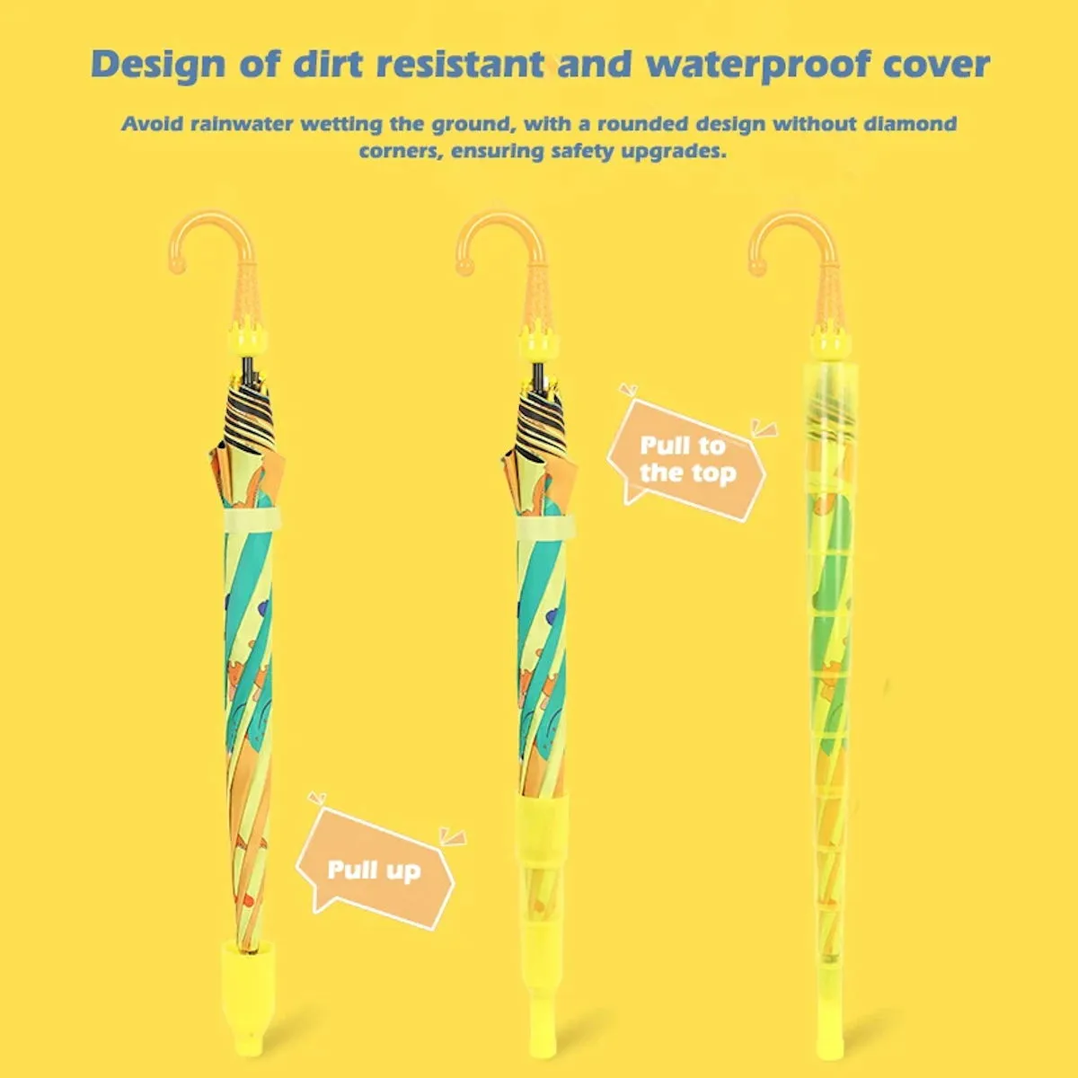 Kids Umbrella Lovely Cartoon Animal Rain Stick Umbrella