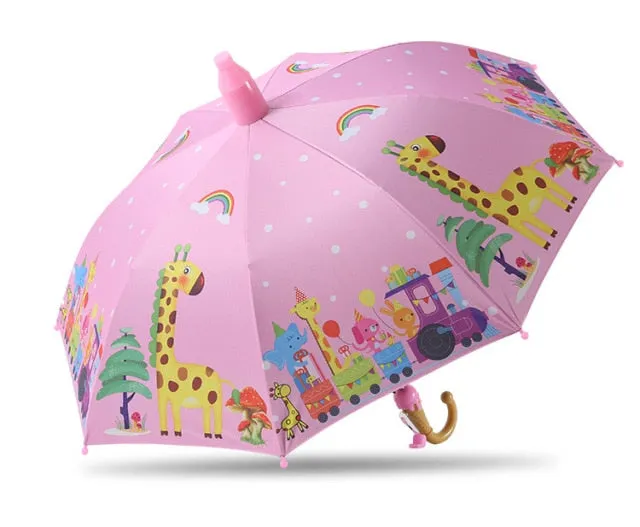 Kids Umbrella Lovely Cartoon Animal Rain Stick Umbrella