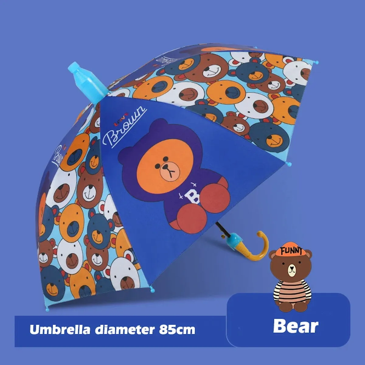 Kids Umbrella Lovely Cartoon Animal Rain Stick Umbrella