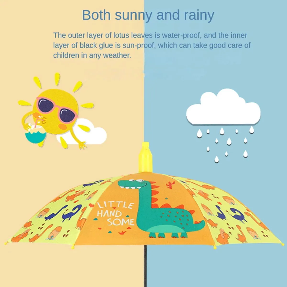 Kids Umbrella Lovely Cartoon Animal Rain Stick Umbrella