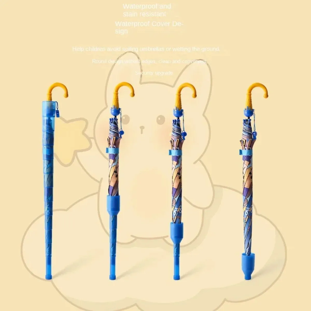 Kids Umbrella Lovely Cartoon Animal Rain Stick Umbrella