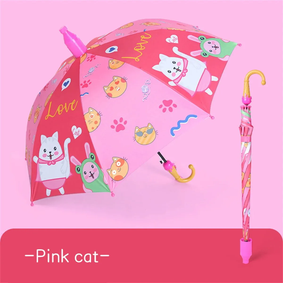 Kids Umbrella Lovely Cartoon Animal Rain Stick Umbrella