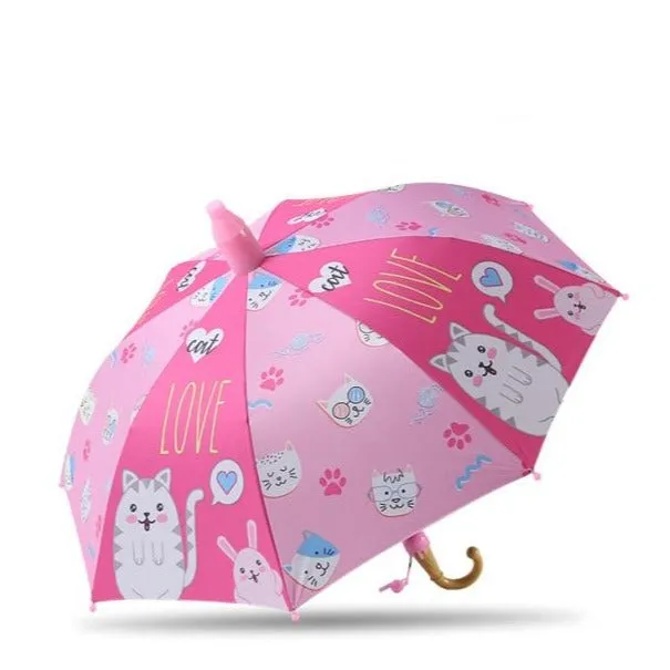 Kids Umbrella Lovely Cartoon Animal Rain Stick Umbrella