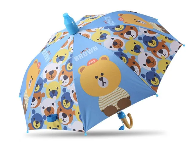 Kids Umbrella Lovely Cartoon Animal Rain Stick Umbrella