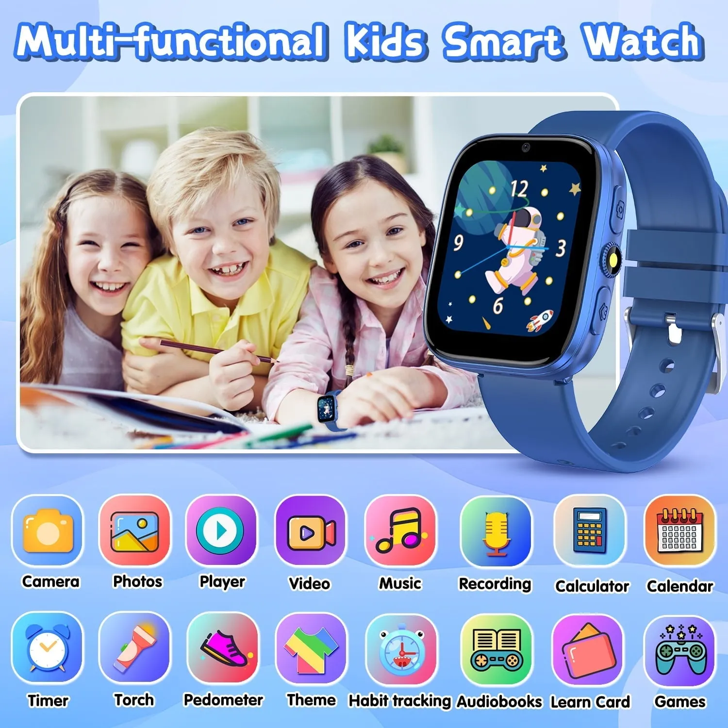 Kids Watches for Boys Ages 5-7, Kids Smart Watch Boys with 22 Puzzle Games Music Player Camera Alarm HD Touchscreen Educational Toys Christmas Birthday Gifts for 6 7 8 9 10 11 12 Year Old Boys