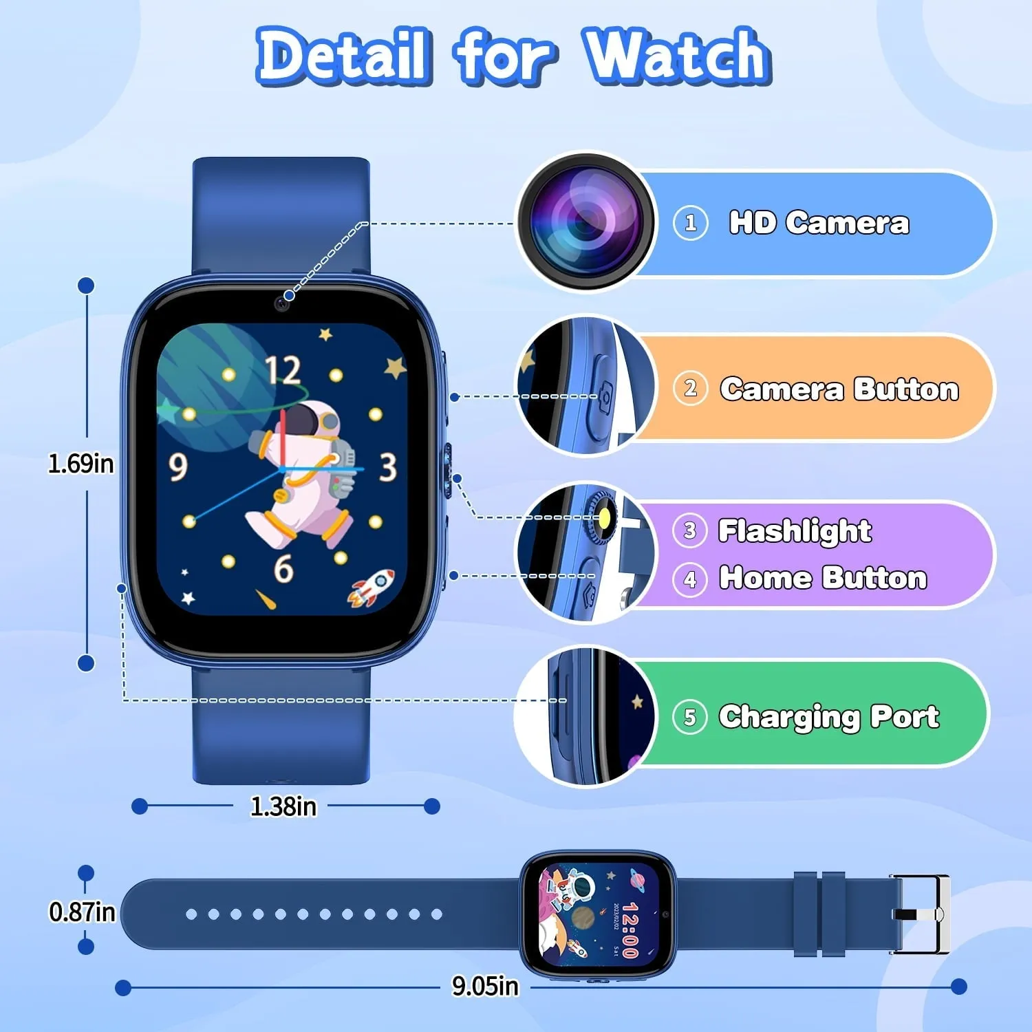 Kids Watches for Boys Ages 5-7, Kids Smart Watch Boys with 22 Puzzle Games Music Player Camera Alarm HD Touchscreen Educational Toys Christmas Birthday Gifts for 6 7 8 9 10 11 12 Year Old Boys