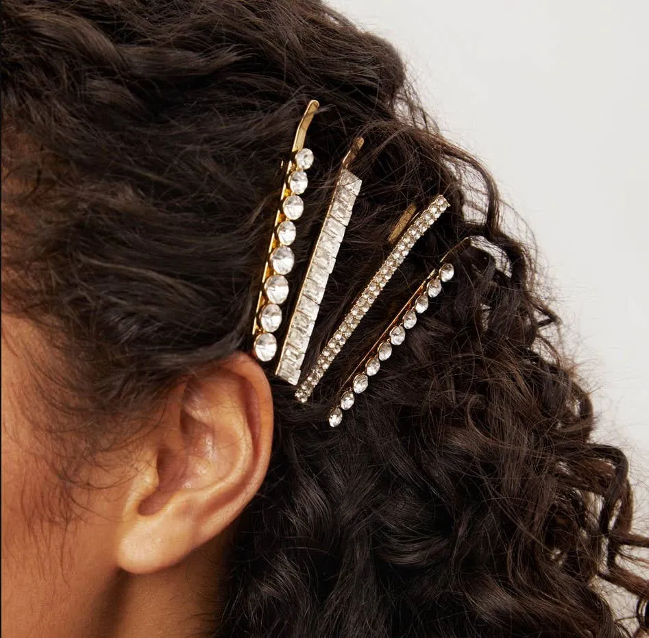 KITSCH Holiday All Dressed up Rhinestone Bobby Pins 4pc Set
