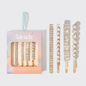 KITSCH Holiday All Dressed up Rhinestone Bobby Pins 4pc Set