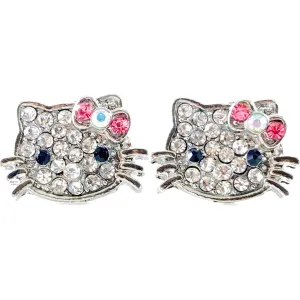 Kitty style Small Hair Clip Pair Rhinestone Crystal silver base Clear Hot Pink