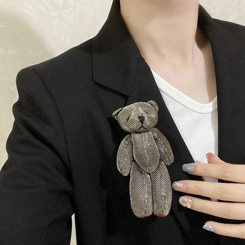 Korea cute bear brooch pins cartoon 3D doll student school uniform brooch
