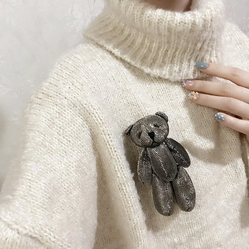 Korea cute bear brooch pins cartoon 3D doll student school uniform brooch