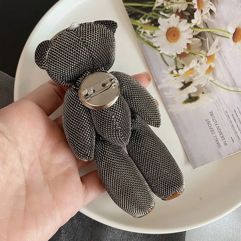 Korea cute bear brooch pins cartoon 3D doll student school uniform brooch