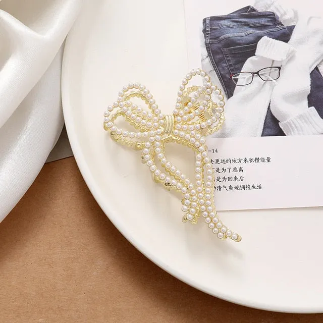 Korea Pearl Rhinestone Hair Clip
