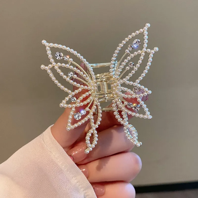 Korea Pearl Rhinestone Hair Clip