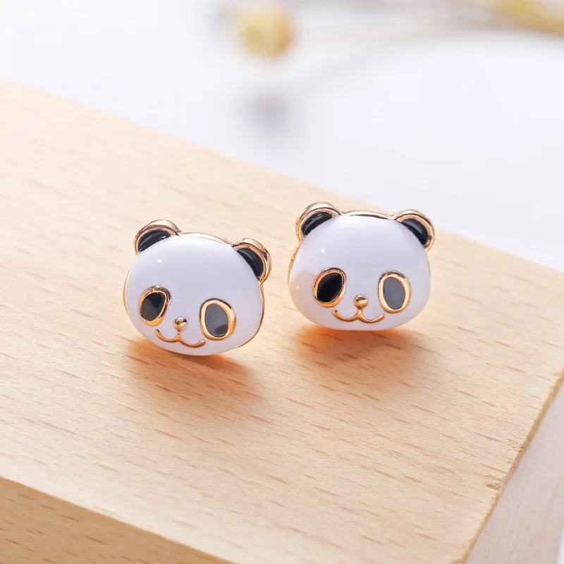 Korea Style Cartoon panda clip on earrings non pierced