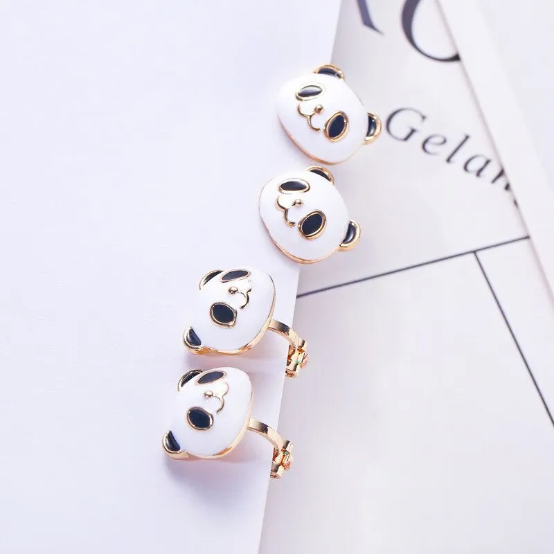 Korea Style Cartoon panda clip on earrings non pierced