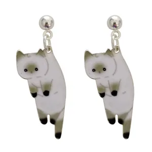 Korea Style Top Quality black white Cartoon cat pattern Clip on Earrings