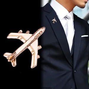 Korean Fashion Metal Small Aircraft Brooch Pin Men