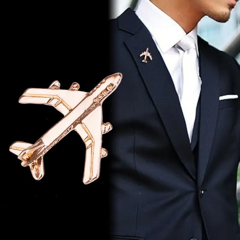 Korean Fashion Metal Small Aircraft Brooch Pin Men