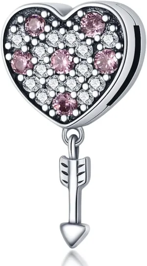 KUNSIR 925 Sterling Silver Clip-On Charm for Reflexions Mesh Bracelet Charm Bead fits Flat charm Bracelets Gift for Women（Cupid's arrow）